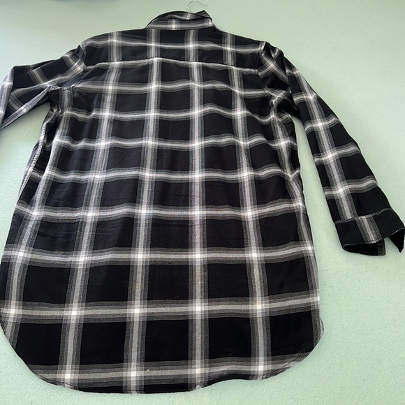 Mens Black/White checkered Button down shirt - Picture 5 of 5